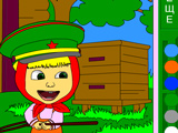 Masha in a Cap Coloring Page Masha in a Cap Coloring Page